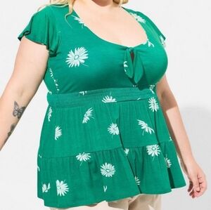 Torrid Super Soft Tie Front Keyhole Babydoll Top